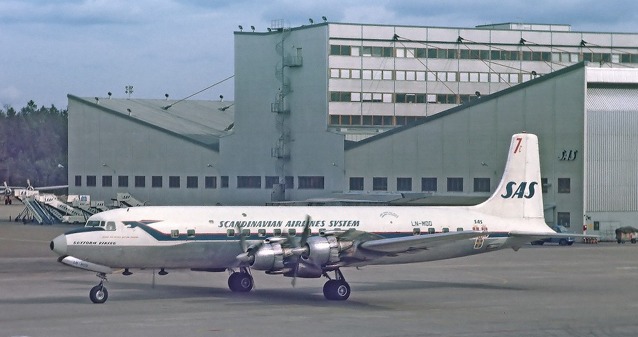 Scandinavian Airlines System Douglas DC-7C LN-MOD, Guttorm Viking v roce 1967 Foto: Lars Sőderstrőm 