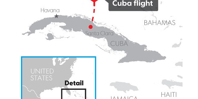 Let mezi Fort Lauderdale na Floridě a kubánskou Santa Clarou uskutečnila společnost JetBlue Airlines.
