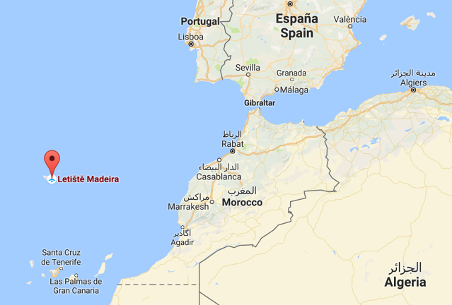 Letiště Funchal na ostrově Madeira. Obr. Maps Google