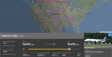 Let BOE004, při němž piloti Boeingu vytvořili na mapě USA siluetu B787-8. Po kliknutí si můžete přehrát záznam letu. Zdroj: FlightRadar24.com Let BOE004, při němž piloti Boeingu vytvořili na mapě USA siluetu B787-8. Po kliknutí si můžete přehrát záznam letu. Zdroj: FlightRadar24.com