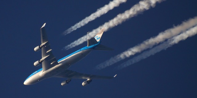 Boeing 747 společnosti KLM za letu. Obr.: Wikimedia