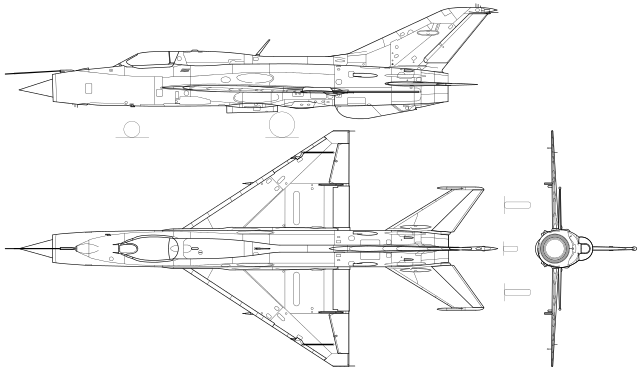MiG-21F. Autor: Kaboldy, zdroj: Wikimedia Commons.