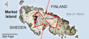 Ostrov Märket: hranice mezi Švédskem a Finskem. Obr.: Lantmateriet/Metria via Google Earth