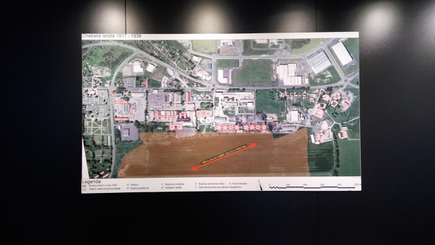 Vyobrazení na aktuální mapě, kde stávalo staré letiště