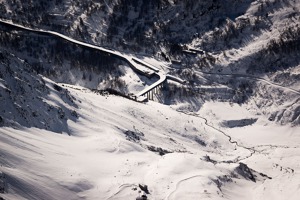 Dálnice v galerii u výjezd z tunelu Grand St. Bernard na