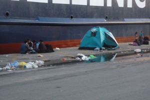 Stanování v přístavu Lesbos