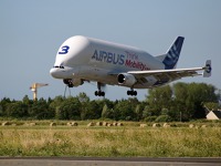 Přistávající nákladní letadlo Beluga firmy Airbus Přistávající nákladní letadlo Beluga firmy Airbus