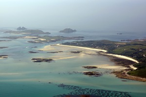 Přílet nad ostrovy Scilly