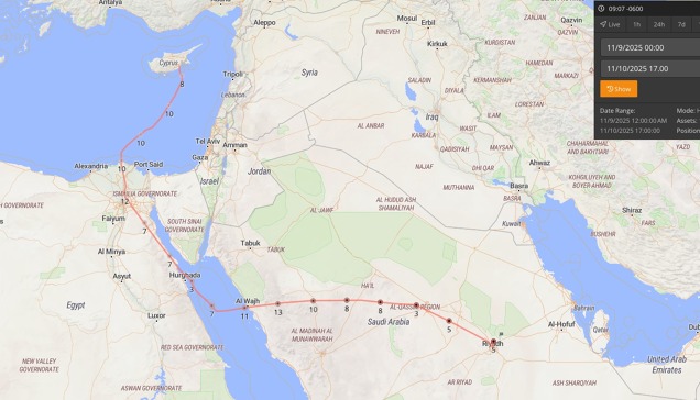 Záznam letu z 10.listopadu 2025