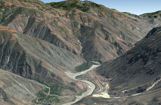 Letiště Chagual Airport v Andách v zobrazení Google Eaarth.