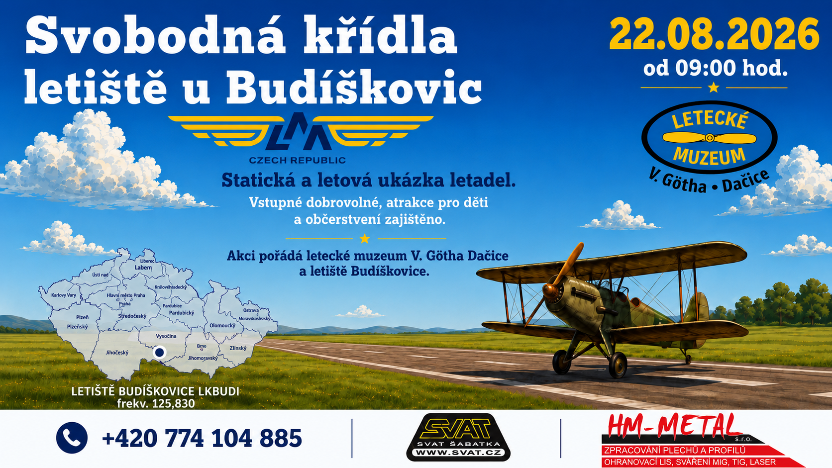 Pozvánka "Svobodná křídla letiště u Budíškovic"