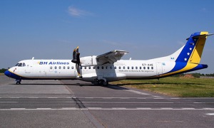 ATR-72-212A dnes již neexistující společnosti BH Airlines z Bosny a Herzegoviny.