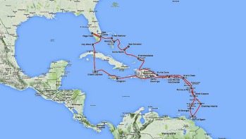 Trasa expedice Karibik 2016