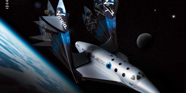 SpaceShip Two ve vesmíru - zatím v představě grafika.