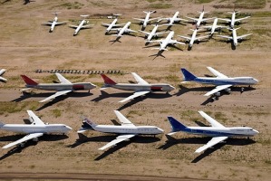 Pinal Airpark v Arizoně. Tady tráví svoji penzi vysloužilá letadla. 