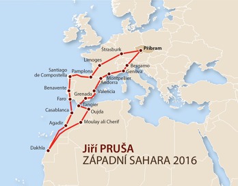 Trasa expedice Západní Sahara 2016