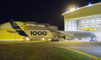 Airbus A350-1000 během prvních testů po osazení motory Rolls Royce Trent XWB-97. Foto: Airbus, 26. 10. 2016