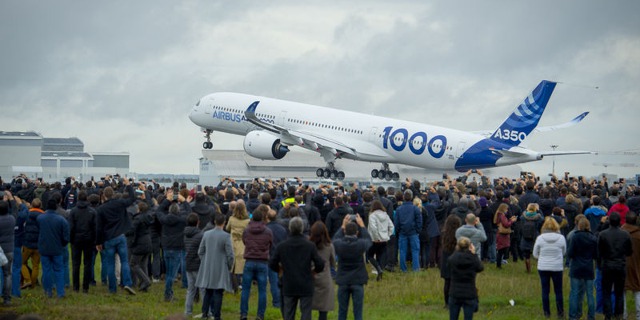 A350-1000 při prvním letu v Toulouse. Foto: Airbus.