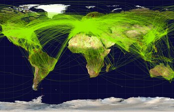 Takto vypadá vizualizovaný letecký provoz v posledních letech. Ilustrační obr.: Creative Commons