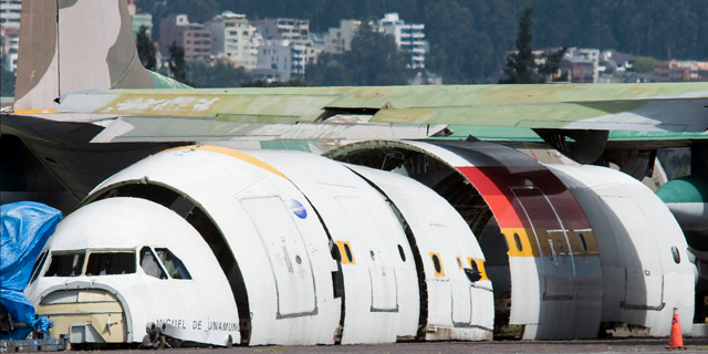 Nehoda v Quitu měla pro A340-600 EC-JOH fatální následky. Letoun byl rozřezán a využit na součástky. Foto: Propfreak, Flickr