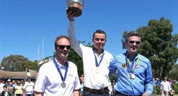 Medailisté třídy 18m, MS v plachtění Benalla 2017. Zlato Killian Walbrou (Francie), stříbro Mario Kiessling (Něm.), bronz- Mike Young (VB). Foto: Wgc2017.com 