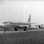 Convair CV-990 Coronado společnosti SAS na LKPR-stará Ruzyně. Foto: Archiv Lubora Obendraufa 