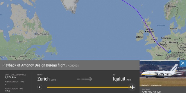 Let An-124 s novým motorem pro BH-NJD.  Zdroj: BlogFlightRadar24.com 