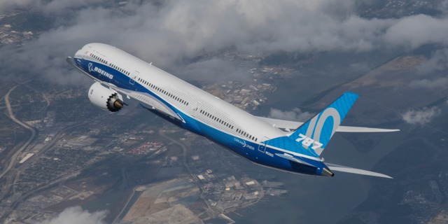 Boeing 787-10 při svém prvním letu 31. března 2017 v Jižní Karolíně. Foto: Boeing  