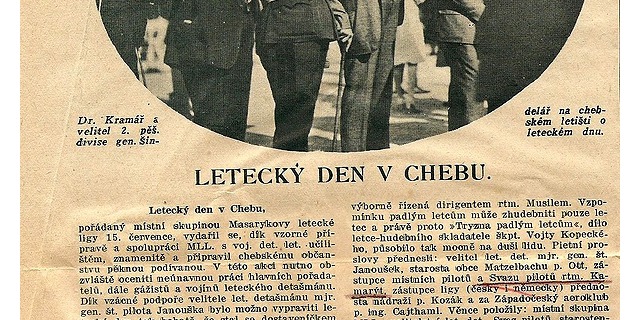 Jak o letišti Cheb referoval dobový tisk. Zdroj: Archiv autora