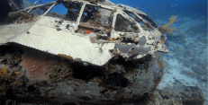 Mitsubishi G4M v pětadvacetimetrové hloubce pod hladinou Truk Lagoon v Mikronésii. Zdroj: Video Dustin Adamson Mitsubishi G4M v pětadvacetimetrové hloubce pod hladinou Truk Lagoon v Mikronésii. Zdroj: Video Dustin Adamson