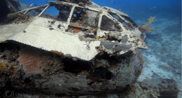 Mitsubishi G4M v pětadvacetimetrové hloubce pod hladinou Truk Lagoon v Mikronésii. Zdroj: Video Dustin Adamson