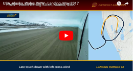 Video z přistání na Wales Airport, Beringova úžina, Aljaška