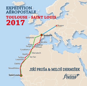 Trasa expedice Aéropostale 2017. Zdroj: Flying Revue