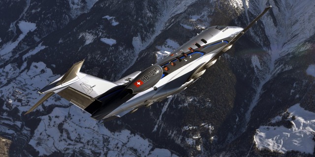 Pilatus PC-24 nad švýcarskými Alpami. Zdroj: Pilatus-aircraft.com