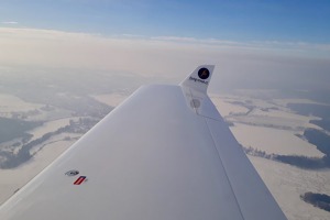 Pohled z expedičního OK-LEX na zasněžené Česko. Foto: Miloš Dermišek