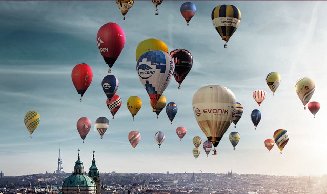 Horkovzdušné balóny nad Prahou. Zdroj: Český balónový svaz