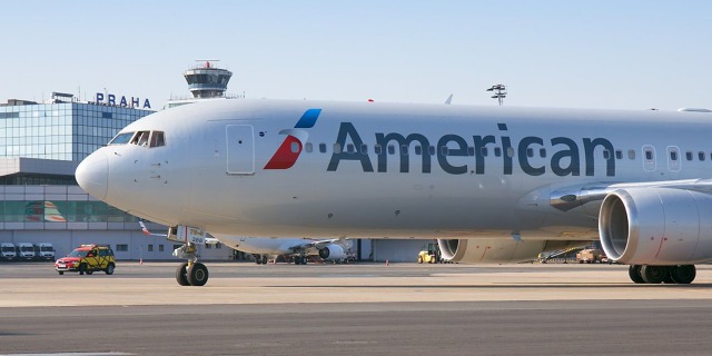 B767-300 American Airlines při zahájení linky Filadelfie - Praha. Zdroj: Letiště Praha, a.s.