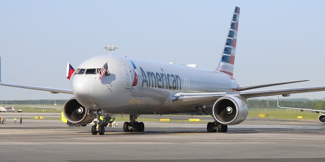 B767-300 American Airlines při zahájení linky Filadelfie - Praha. Zdroj: Letiště Praha, a.s.