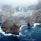 Vulkanický White Island v Zálivu hojnosti