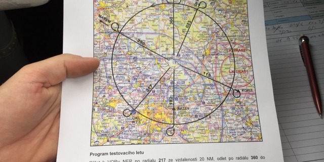 Popis a mapa ověřovacího letu.