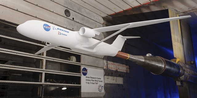 TTBW koncept v aerodynamickém tunelu NASA. Zdroj: Nasa
