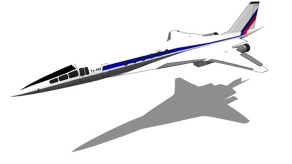 Nadzvukový Tupolev v představě vývojářů a grafiků. Zdroj: Tupolev