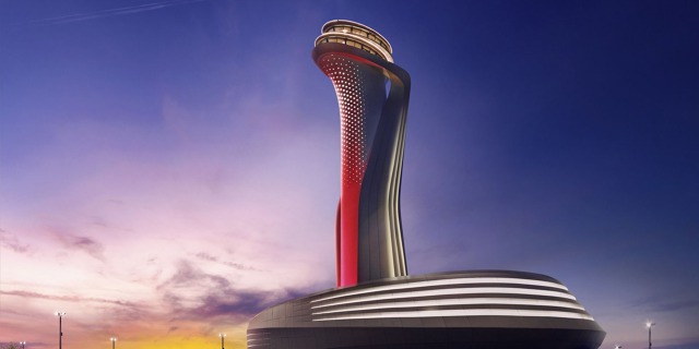Řídící věž nového istanbulského letiště měří 90 m. Zdroj: igairport.com 