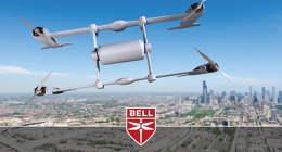 Nákladní dron APT 70 společnosti Bell v představě grafika. Testovaný prototyp má zatím poněkud spartánštější podobu. Zdroj: Bell