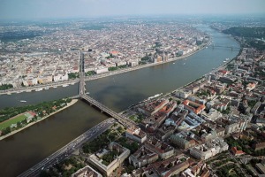Letecké panorama Budapešti.