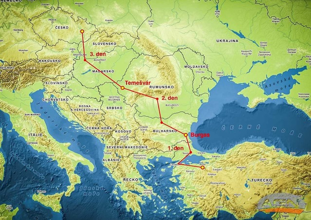 Mapka letu: 3 pohodové dny, 1720 km a 12 hodin ve vzduchu. 