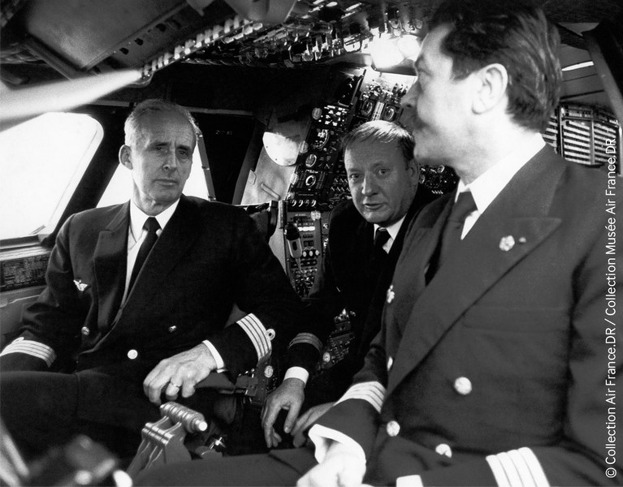 Posádka F-BVFA zleva do prava: kopilot Cpt. Pierre Dudal, letový technik André Blanc, velitel letu Cpt. Pierre Chanoine-Martiel (Foto: Air France/Musée de l’Air et de l’Espace, Aéroport de Paris – Le Bourget) 