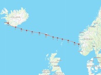 Let z Bergenu (ENBR), tankování paliva na Faerských ostrovech (EKVG) a zakončení letu na Islandu, v Reykjavíku (BIRK)