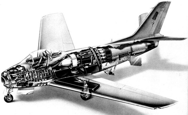 Řez prototypy XP-86. Foto: North American Aviation, Inc. 