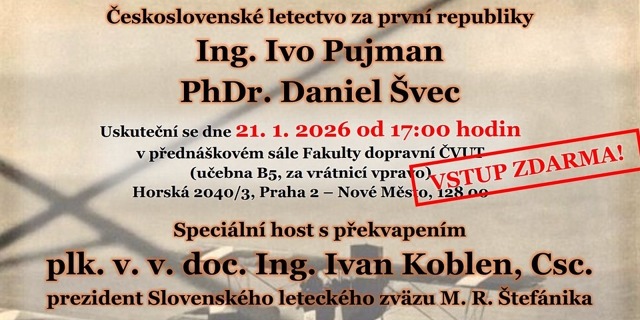 Pozvánka na besedu "Československé letectvo za první republiky"